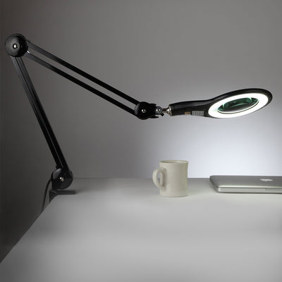 Brightech Lightview Pro LED Adjustable Clamp 2.25x Magnifying Desk Lamp, Black