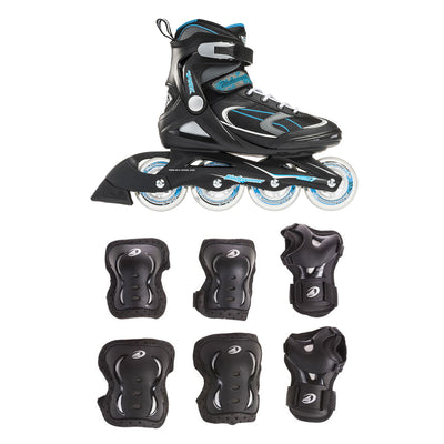 Rollerblade Womens Adult Inline Skate, Size 9 & Protective Skate Gear 3 Pack Set