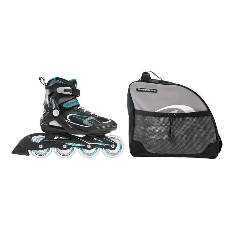 Rollerblade Womens Inline Skate, Size 9 & Skate Bag with Carry Straps, Gray
