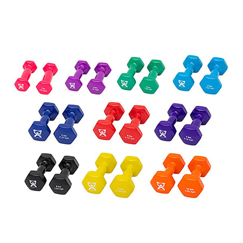 CanDo Standard 20 Piece Vinyl Coated Iron Dumbbell Free Weight Set, Multicolor