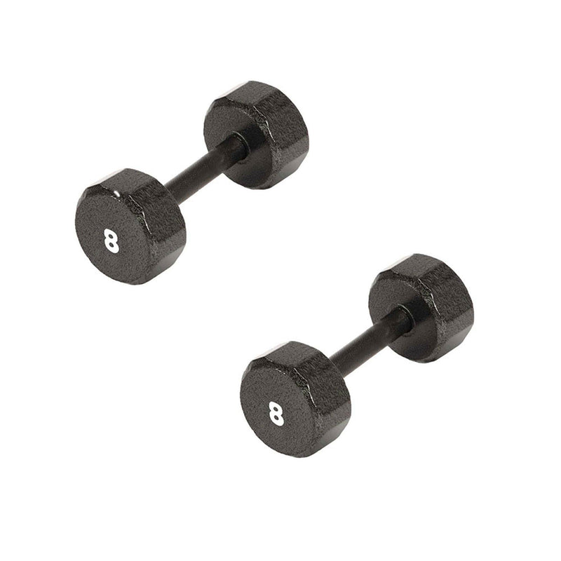 Marcy Pro TSA Hex 8 Pound Iron Home Gym Free Weight Dumbbells, Black (2 Pack)
