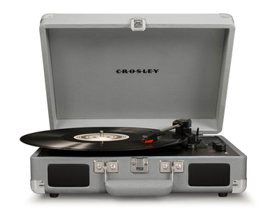 Crosley Cruiser Deluxe Bluetooth Enabled Portable 3 Speed Turntable, Cool Grey
