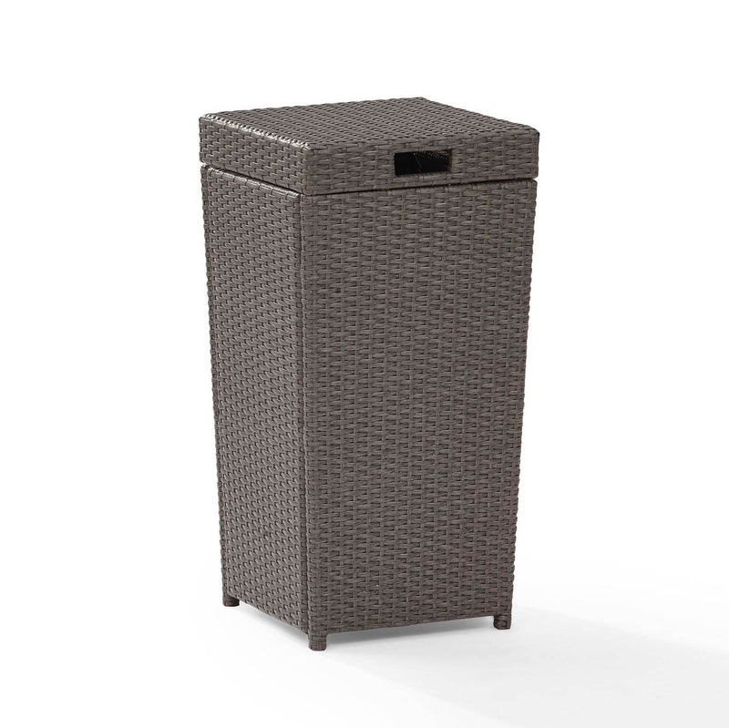 Crosley Palm Harbor Outdoor Wicker Trash Bin w/ Interior Frame and Removable Lid