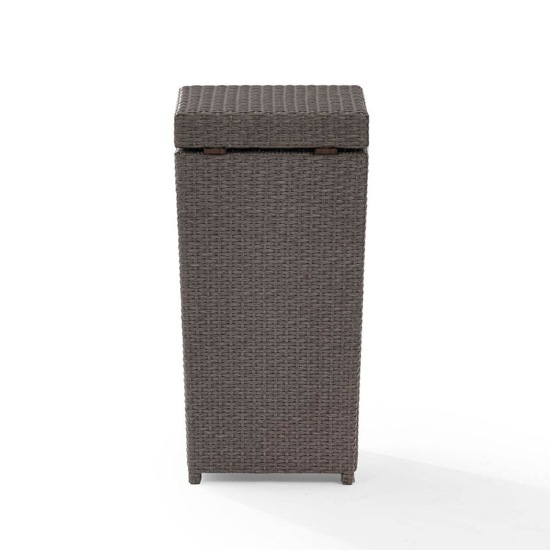 Crosley Palm Harbor Outdoor Wicker Trash Bin w/ Interior Frame and Removable Lid
