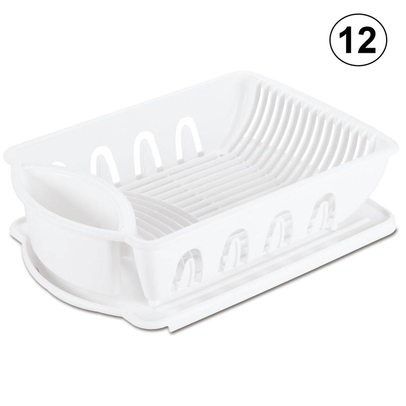 Sterilite Large 2-Piece Plastic Sink and Drain Board, White | 06418006 (12 Pack)