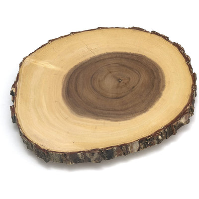 Lipper International Handcrafted Acacia Tree Bark Footed Server Platter, Small