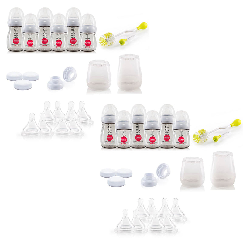 Joovy Boob Baby Bottle PPSU Gift Set w/ Nipples and 2 Pump Adapters (2 Pack)