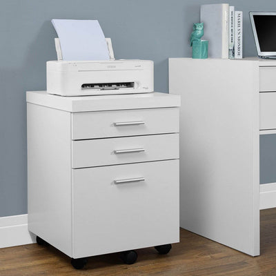 Monarch 3 Drawer Rolling Portable Filing Cabinet, White (Open Box)