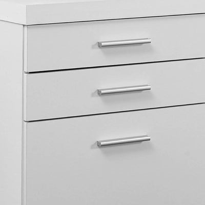 Monarch 3 Drawer Rolling Portable Filing Cabinet, White (Open Box)