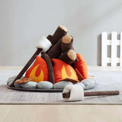 Wonder&Wise Kids Campout Camp Fire and S'mores Soft Plush Toy Camping Play Set
