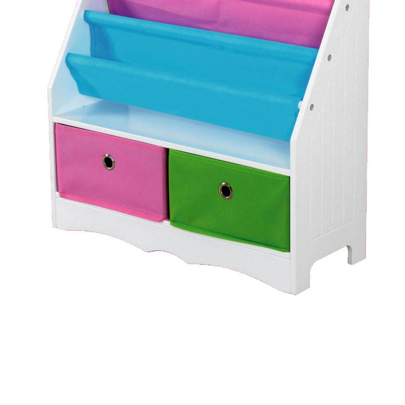 Home Basics Kids Colorful Storage Shelf Organizer w/ 2 Book Holders and 2 Bins