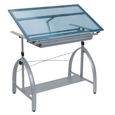 Studio Designs Avanta Glass Adjustable Art Drafting and Drawing Table Desk
