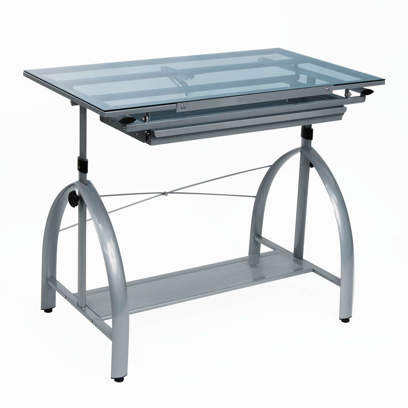 Studio Designs Avanta Glass Adjustable Art Drafting and Drawing Table Desk
