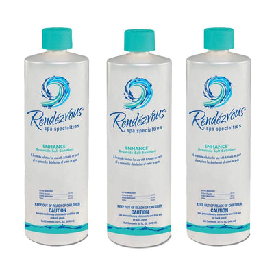 Rendezvous Spa Enhance Chlorine Free Liquid Bromide Salt Pool Solution, 3 Pack