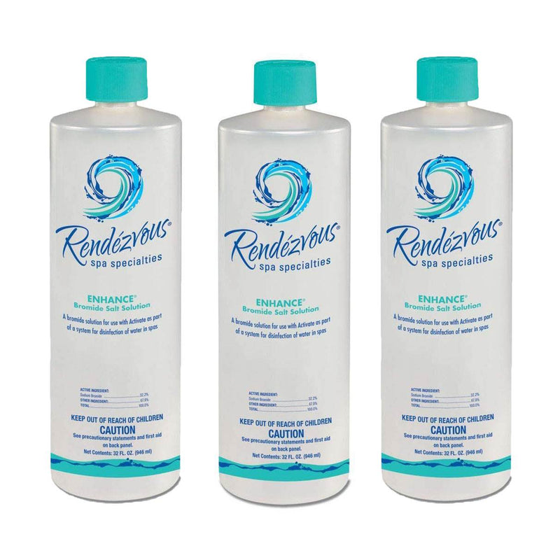 Rendezvous Spa Enhance Chlorine Free Liquid Bromide Salt Pool Solution, 3 Pack