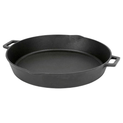 Bayou Classic 16" Double Handled Cast Iron Skillet with Pour Spouts, Black(Used)