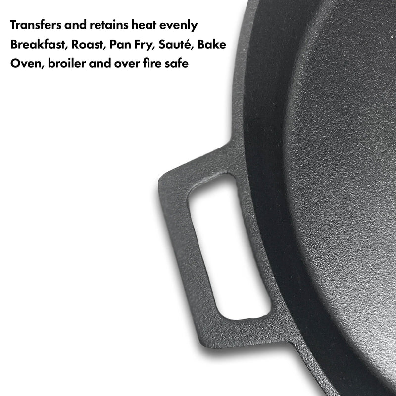 Bayou Classic 16" Double Handled Cast Iron Skillet with Pour Spouts, Black(Used)