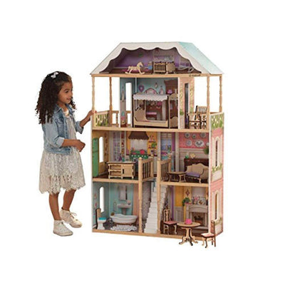 KidKraft Charlotte Pretend Play Wooden Dollhouse with Furniture and EZ Kraft Assembly
