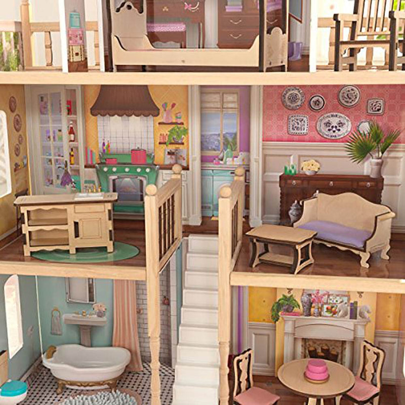 KidKraft Charlotte Pretend Play Wooden Dollhouse with Furniture and EZ Kraft Assembly