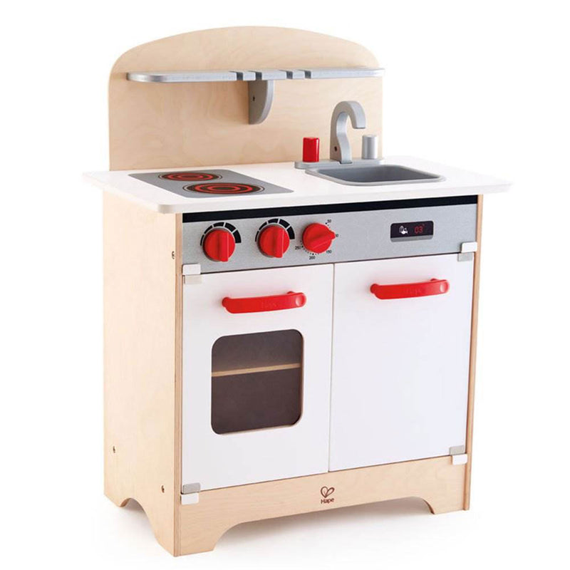 Hape Pretend Gourmet Realistic Kitchen Wooden Toy with Oven, Stovetop, and Sink