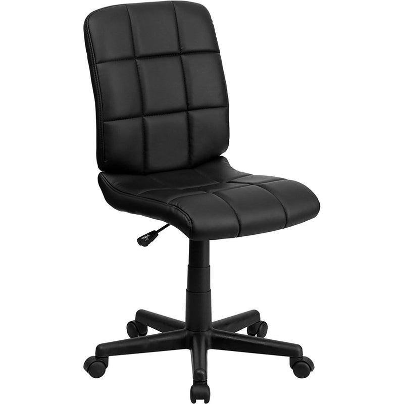 Flash Furniture Swivel Quilted Vinyl Seat Durable Nylon Based Task Chair, Black