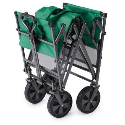 Mac Sports Double Decker Collapsible Outdoor Cart Utility Garden Wagon, Green
