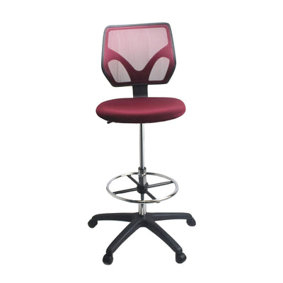 Cool Living Mesh Armless Fixed Upright Adjustable Height Drafting Chair, Red