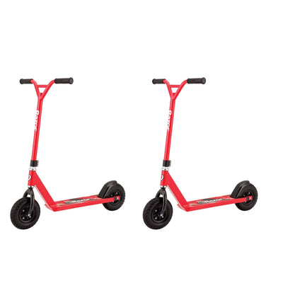 Razor RDS Pro Dirt Off-Road All Terrain Oversized Kick Scooter, Red (2 Pack)