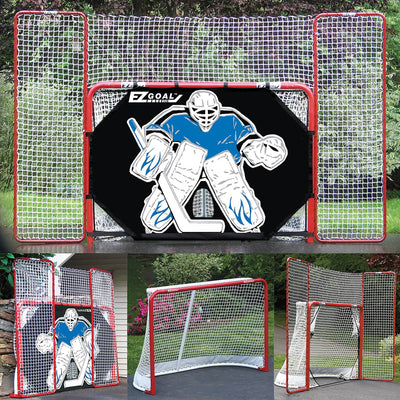 EZ Goal Folding Hockey Training Goal Net w/ Backstop, Targets, & Shooter Tutor