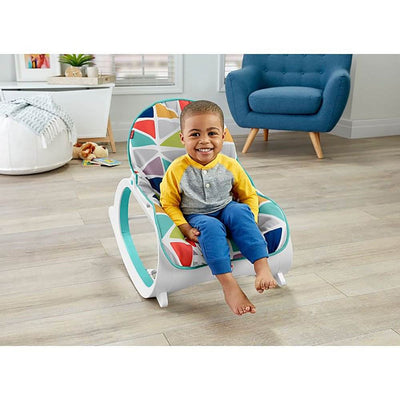 Fisher-Price Portable Vibrating Newborn to Toddler Rocking Chair, Geo Multicolor