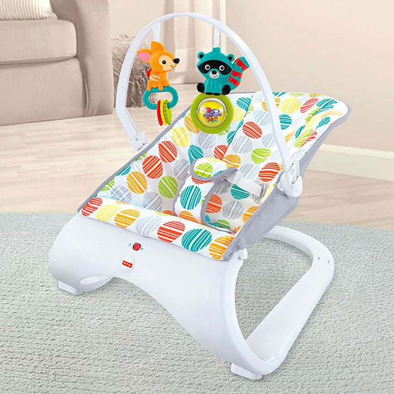 Fisher-Price Comfort Curve Soothing and Vibrating Infant Bouncer with Toy Bar - VMInnovations
