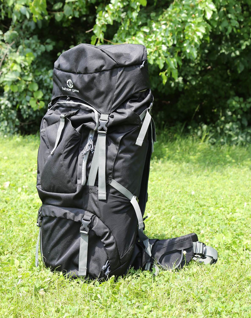 Tahoe Gear Fairbanks 75L Premium Internal Frame Hiking Backpack - Black (2 Pack)