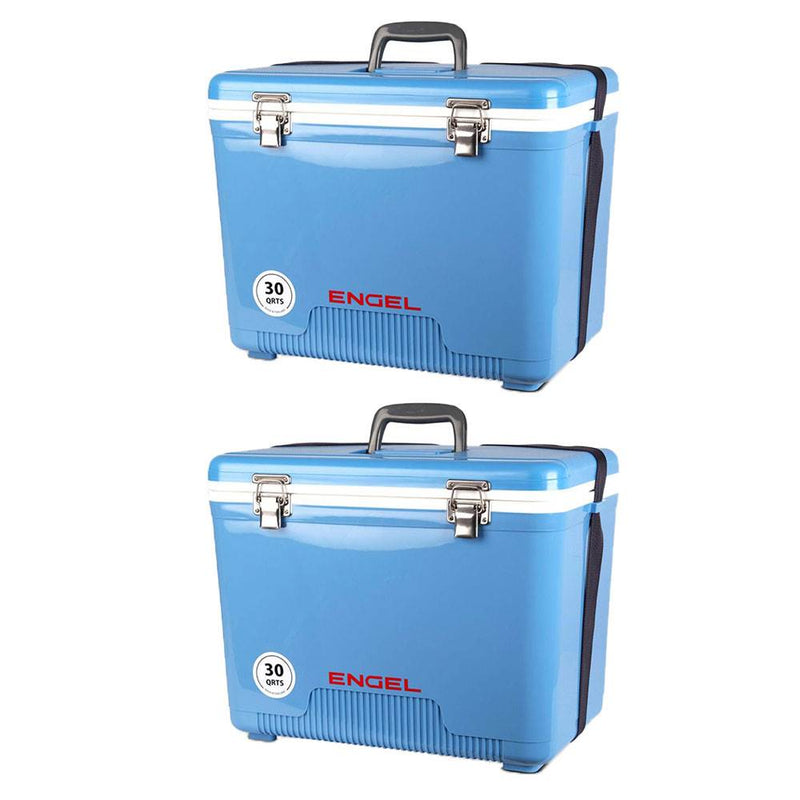 Engel Coolers 30 Quart Lightweight Insulated Cooler Drybox, Arctic Blue (2 Pack)