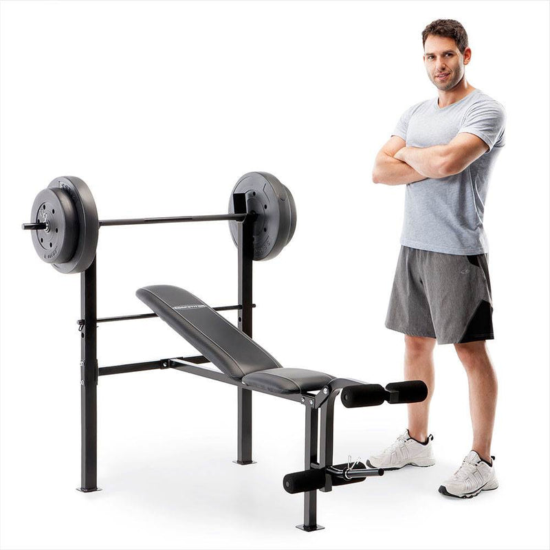 Competitor Pro Home Gym Standard Adjustable Weight Bench with 80 Pound Set