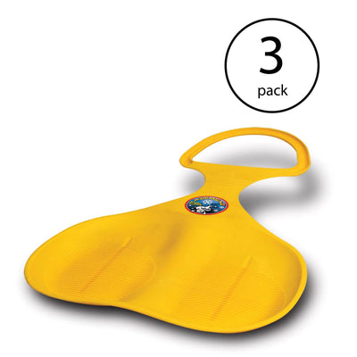 Airhead Lightweight High-Impact Plastic Spoon Sled for 1 Rider, Yellow (3 Pack) - VMInnovations