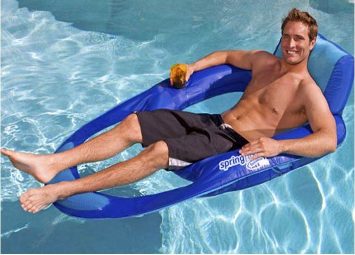SwimWays Spring Float Mesh Recliner Floating Swimming Pool Lounge Chair (4 Pack)