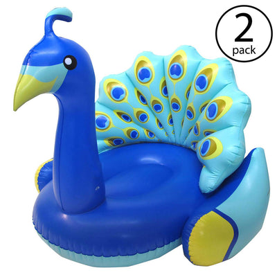 Swimline Giant Inflatable Peacock Swimming Pool Float with Backrest (2 Pack)