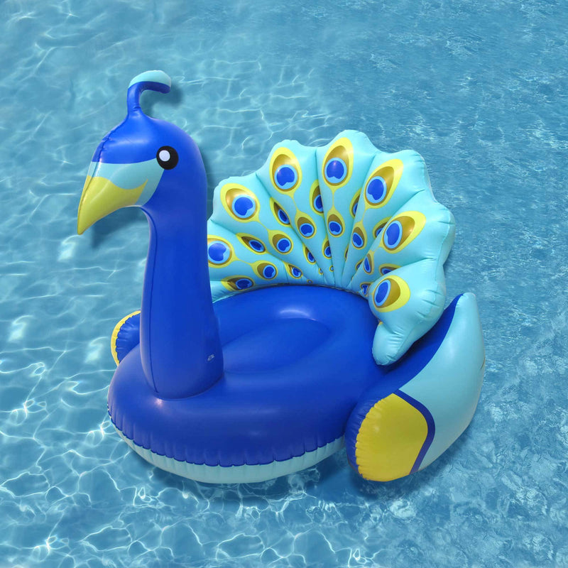 Swimline Giant Inflatable Peacock Swimming Pool Float with Backrest (2 Pack)