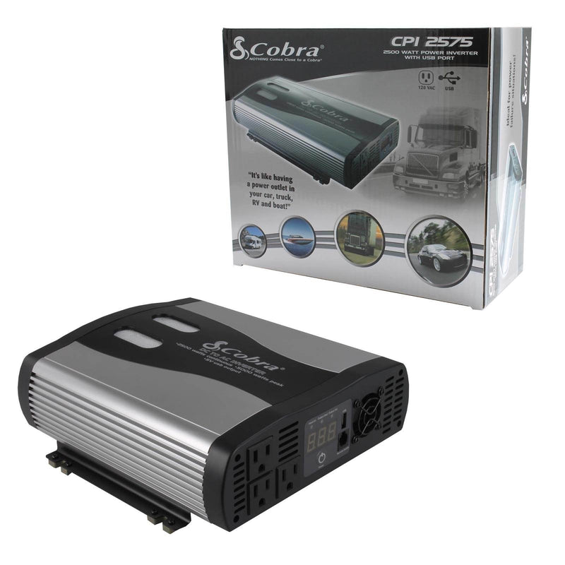 Cobra 2500-5000W 12V DC to 120V AC Car Power Inverter, 3 Outlets + USB (3 Pack)