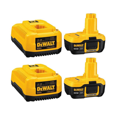 DeWalt 7.2 to 18 Volt NiCd NiMH Lithium Ion Battery Pack & Fast Charger (2 Pack)