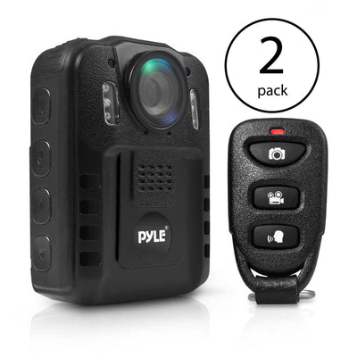Pyle Compact Portable 1080p HD Infrared Night Vision Police Body Camera (2 Pack)