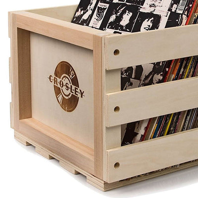 Crosley Rustic Wooden Vinyl Record Collection Portable Storage Crate (3 Pack)