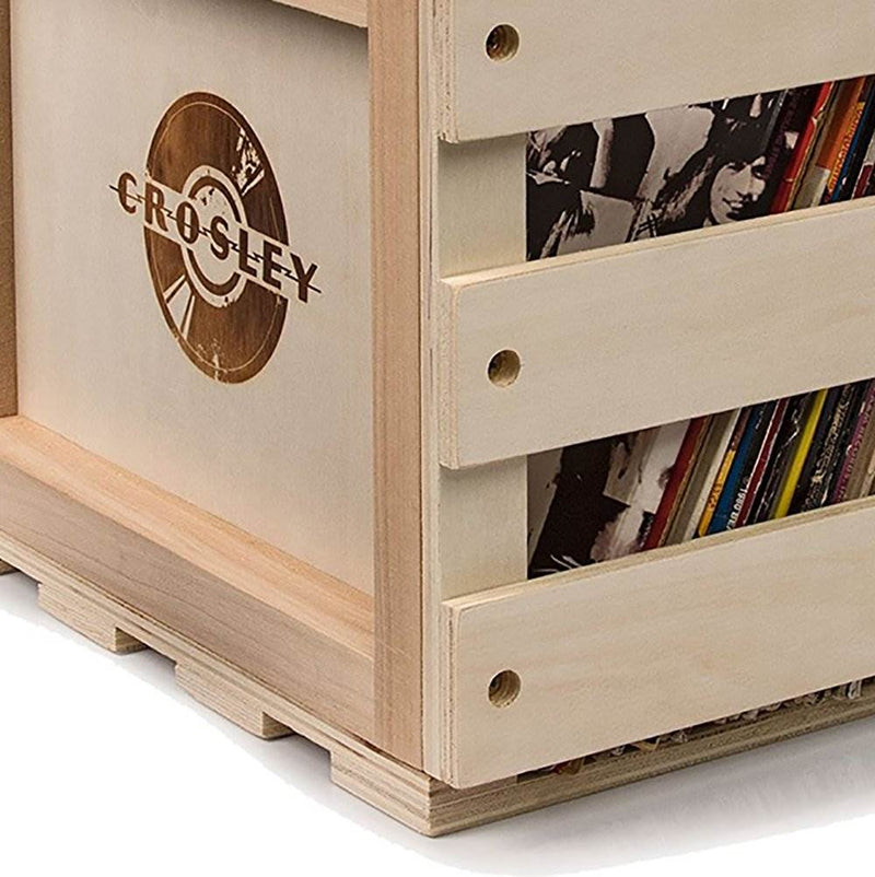 Crosley Rustic Wooden Vinyl Record Collection Portable Storage Crate (3 Pack)