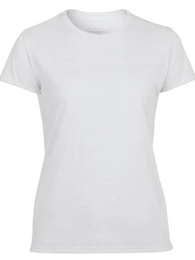 Gildan Missy Fit Womens Small Performance Short Sleeve T-Shirt, White (2 Pack)