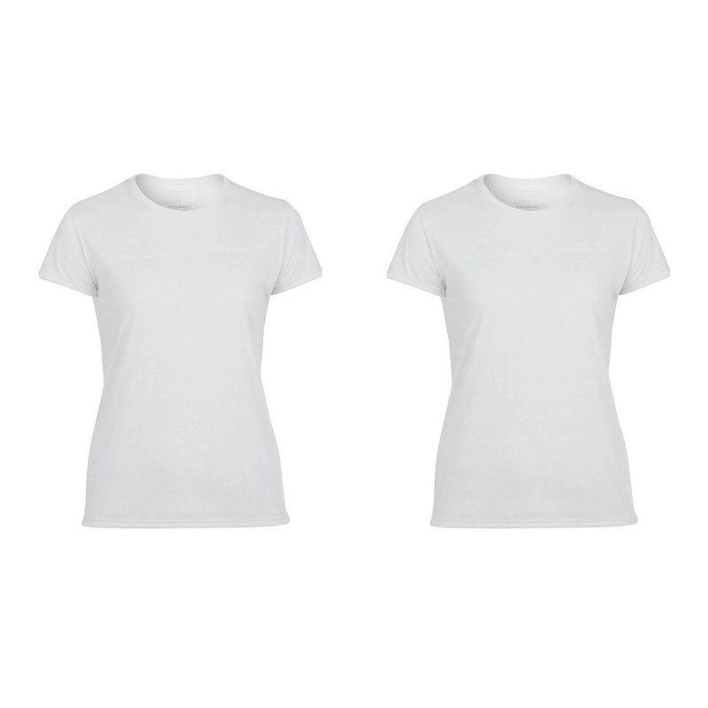Gildan Missy Fit Womens Small Performance Short Sleeve T-Shirt, White (2 Pack)