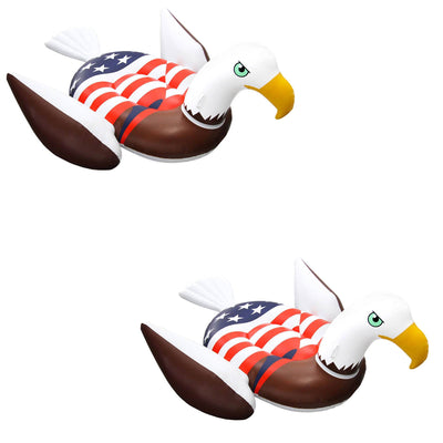 Giant Rideable Patriotic American Eagle Inflatable Swimming Pool Float (2 Pack)