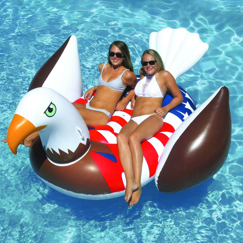 Giant Rideable Patriotic American Eagle Inflatable Swimming Pool Float (2 Pack)
