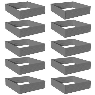 NuVue 44 In Square Extra Tall Raised PVC Garden Planter Deck Box, Gray (10 Pack)