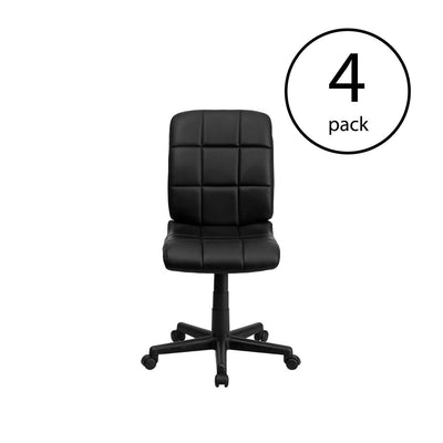 Flash Furniture Swivel Quilted Vinyl Seat Durable Task Chair, Black (4 Pack)