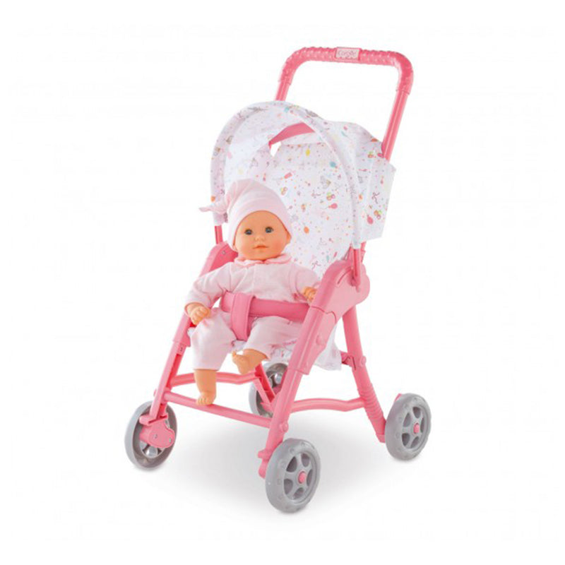 Corolle Mon Premier Poupon Folding Toy Canopy Stroller for 12 Inch Baby Dolls